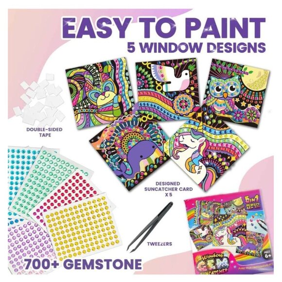 Suncatcher Gem Art Kits: 5 Designs, Diamond Painting for Kids, Window Art Crafts - Picture 4 of 7